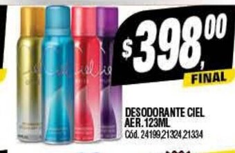 Supermercados Yaguar Desodorante Ciel Aer. 123 ml. oferta