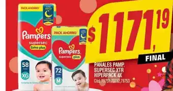 Supermercados Yaguar Pañales Pamp. Supersec XTR Hiperpack 4X oferta