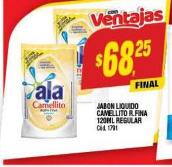Supermercados Yaguar Jabon Liquido Camellito R. Fina 120 ml., Regular oferta