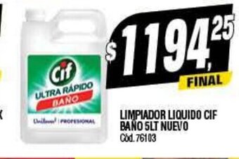 Supermercados Yaguar Limpiador Liquido Cif Baño 5Lt Nuevo oferta