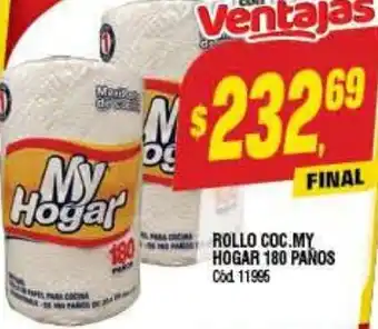 Supermercados Yaguar Rollo Coc, My Hogar 180 Paños oferta