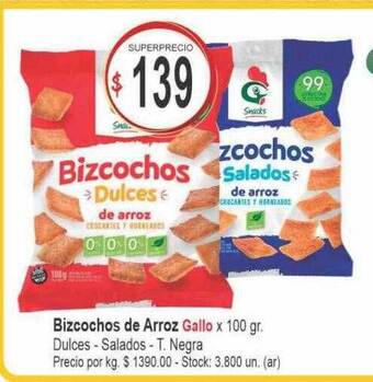 Supermercados Becerra Bizcochos de arroz gallo oferta