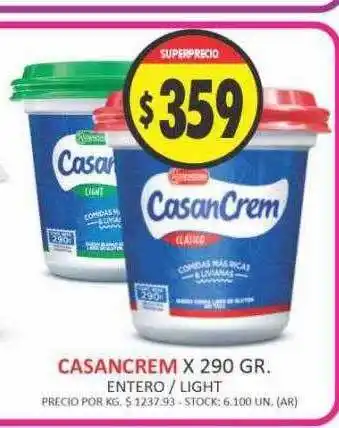 Supermercados Becerra Casancrem entero light oferta
