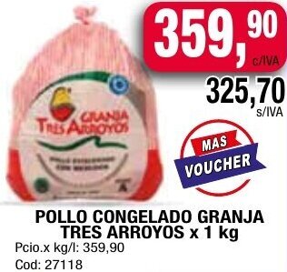 Maxiconsumo Pollo Congelado Granja Tres Arroyos x 1 kg oferta
