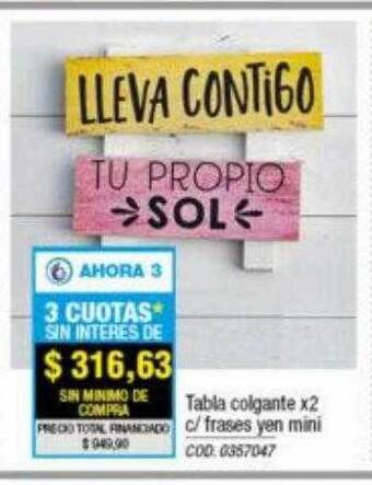 Rio Shop Deco Tabla colgate x2 c frases yen mini oferta