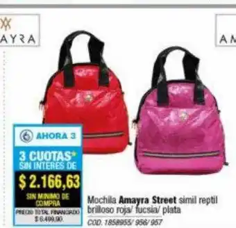 Rio Shop Deco Mochilla amayra street simil reptil brilloso roja fucsia plata oferta