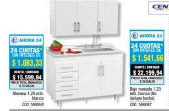 Alacena 1.20 mts blanca bajo mesada 1.20 mts blanca