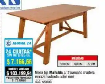 Rio Shop Deco Mesa fija mafalda c travesaño madera maciza lustrada color miel oferta