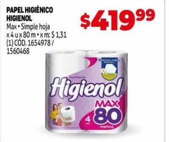 Makro Papel higiénico higienol max simple hoja oferta