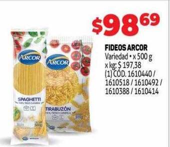 Makro Fideos arcor oferta