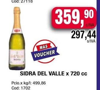Maxiconsumo Sidra del Valle x 720 cc oferta