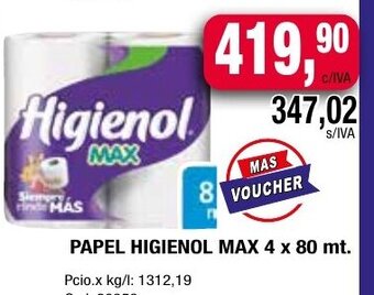 Maxiconsumo Papel Higienol Max 4 x 80 mt. oferta