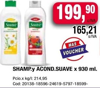 Maxiconsumo Shamp.y Acond. Suave x 930 ml oferta