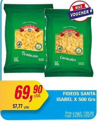 Maxiconsumo Fideos Santa Isabel x 500grs oferta
