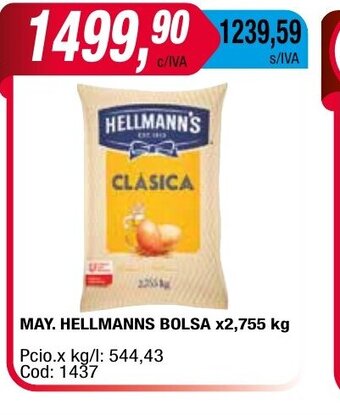 Maxiconsumo May. Hellmanns Bolsa x2.755 kg oferta