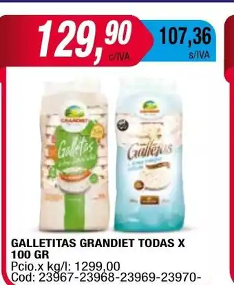 Maxiconsumo Galletitas Grandiet Todas x 100gr oferta