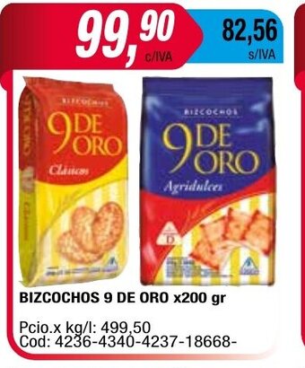 Maxiconsumo Bizcochos 9 De Oro x 200gr oferta