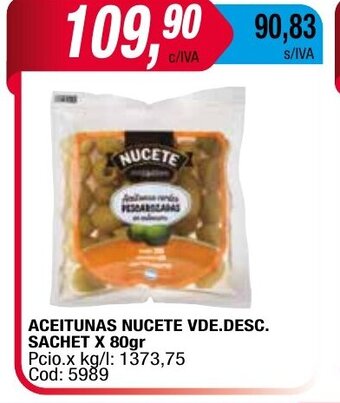 Maxiconsumo Aceitunas Nucete Vde. Desc. Sachet x 80gr oferta