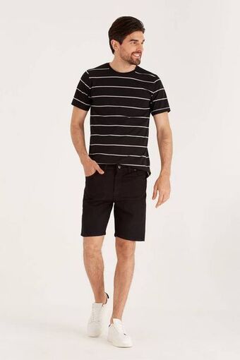 Macowens Bermuda de jean negra oferta