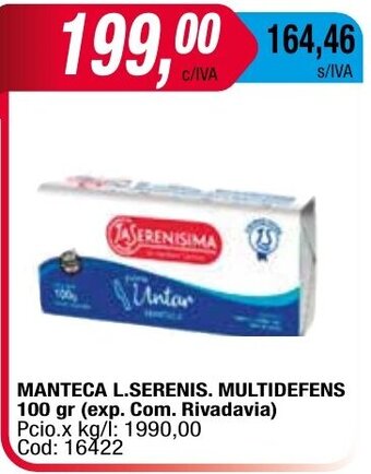 Maxiconsumo Manteca L.Serenis. Multidefens 100gr oferta
