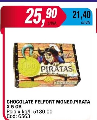 Maxiconsumo Chocolate Felfort Moned. Pirata x 5gr oferta