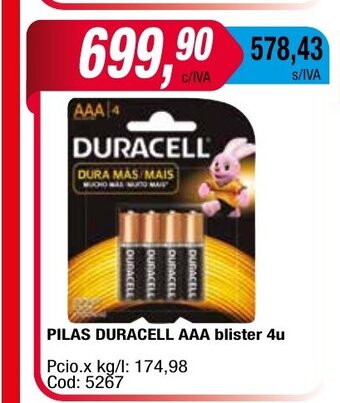 Maxiconsumo Pilas Duracell AAA Blister 4u oferta