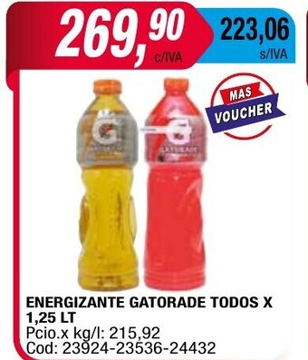 Maxiconsumo Energizante Gatorade Todos x 1.25lt oferta