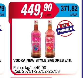 Maxiconsumo Vodka New Style Sabores x 1lt oferta