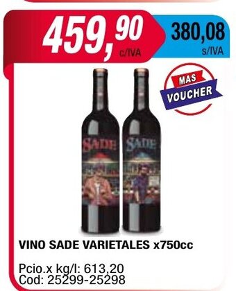 Maxiconsumo Vino Sade Varietales x 750cc oferta