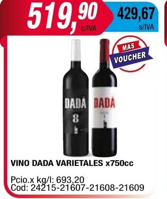 Maxiconsumo Vino Dada Varietales x 750cc oferta