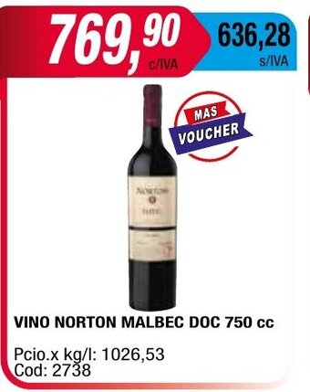 Maxiconsumo Vino Norton Malbec Doc 750cc oferta