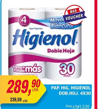 Maxiconsumo Pap. Hig. Higienol Dob. Hoj. 4x30 oferta