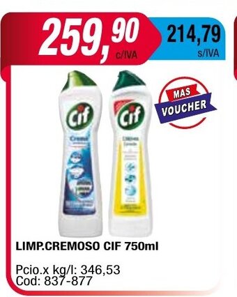 Maxiconsumo Limp. Cremoso Cif 750ml oferta