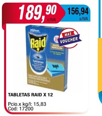 Maxiconsumo Tabletas Raid x 12 oferta
