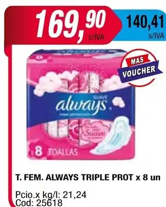 Maxiconsumo T. Fem. Always Triple Prot x 8un oferta