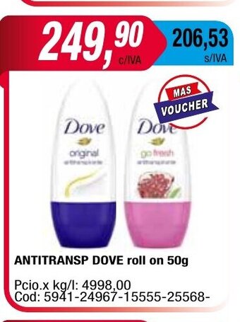 Maxiconsumo Antitransp Dove Roll On 50g oferta