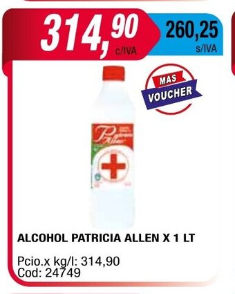 Maxiconsumo Alcohol Patricia Allen x 1lt oferta