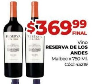 Diarco Vino Reserva De Los Andes oferta