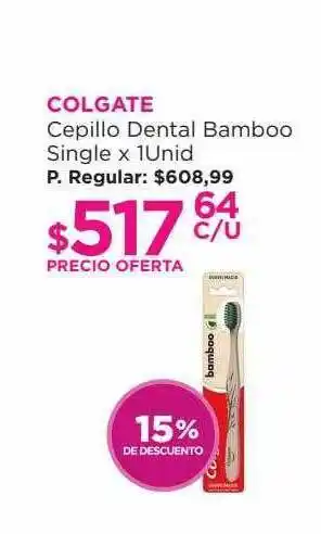 Punto de Salud Colgate cepillo dental bamboo single 15% de descuento oferta