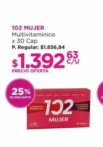 Punto de Salud 102 mujer multivitaminico 25% de descuento oferta