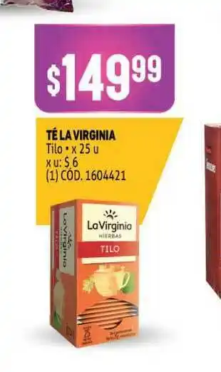 Makro Té La Virginia x 25u oferta