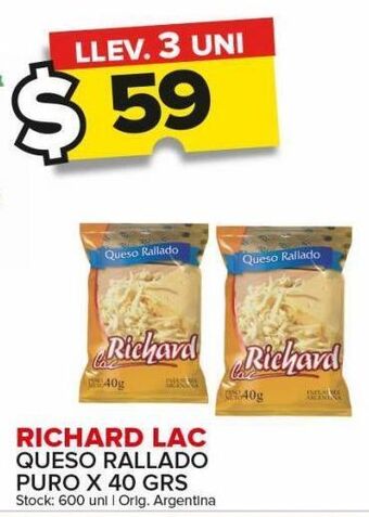 Carrefour Maxi Queso rallado richard lac x 40g oferta