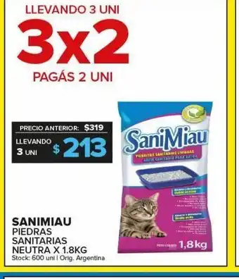 Carrefour Maxi Piedras sanitarias sanimiau x 1.8kg oferta