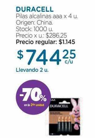 Farmacity Duracell pilas alcalinas aaa -70% en la 2da unidad oferta