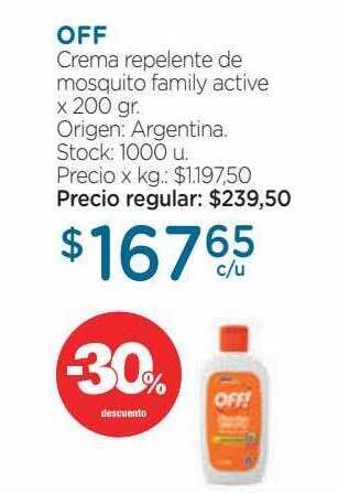 Farmacity Off crema repelente de mosquito family active -30% descuento oferta
