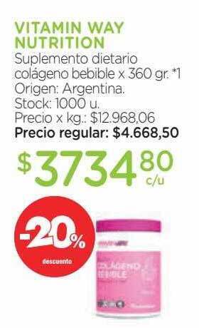 Farmacity Vitamin way nutrition suplemento dietario colágeno bebible -20% descuento oferta