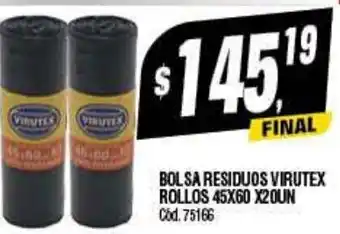 Supermercados Yaguar Bolsa Sa Residious Virutex Rollos oferta