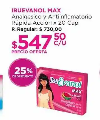 Punto de Salud Ibuevanol max analgesico y antiinflamatorio rápida acción 25% de descuento oferta