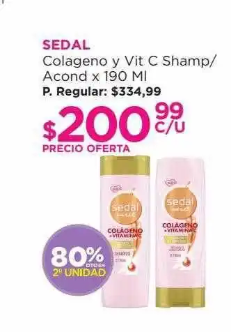 Punto de Salud Sedal colageno y vit c shamp acond 80% dto en 2° unidad oferta