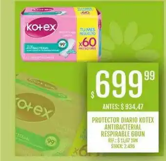 Protector diario kotex antibacterial respirable